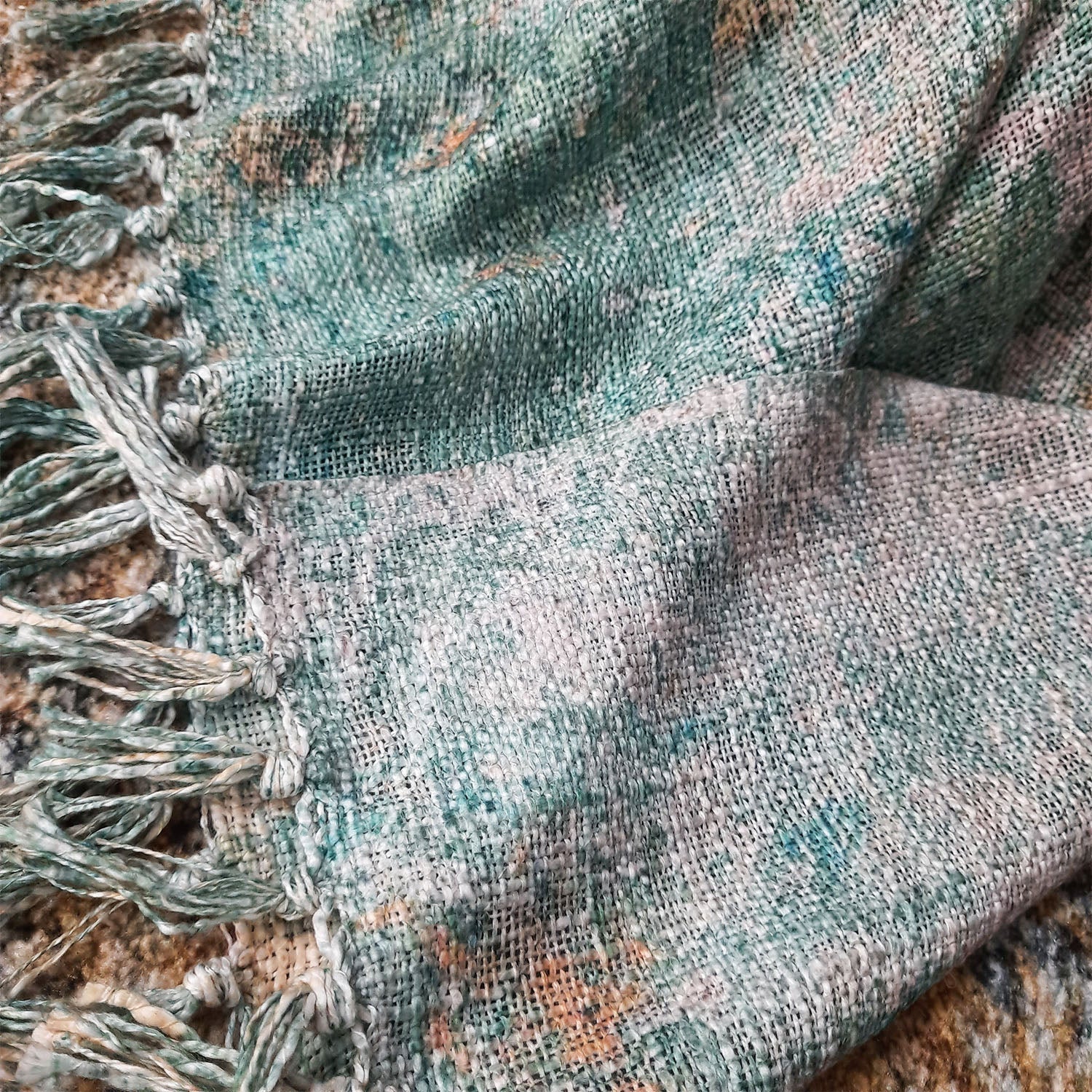 Avioni Beautiful Soft Sofa Throw | Calming Green Collection | Virgin Premium Polyester Slub Handloom Sofa Throw