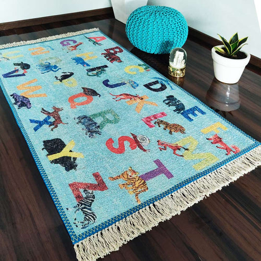 Silk Carpet Kids Collection – Alphabats With Picture On Kids Room Rug -Avioni