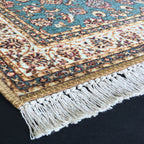 Silk Carpet Persian Design Collection Beige N Blue – Living Room Rug – 90 cm x 150 cm (~3 Feet × 5 Feet)-Avioni