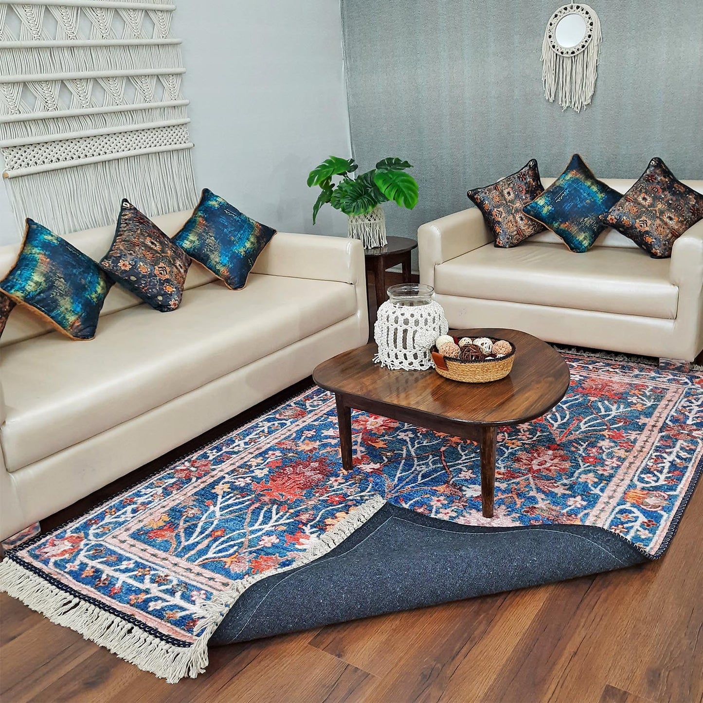 Persian Carpet – Floral Design – Faux Silk Living Room Rug – Avioni