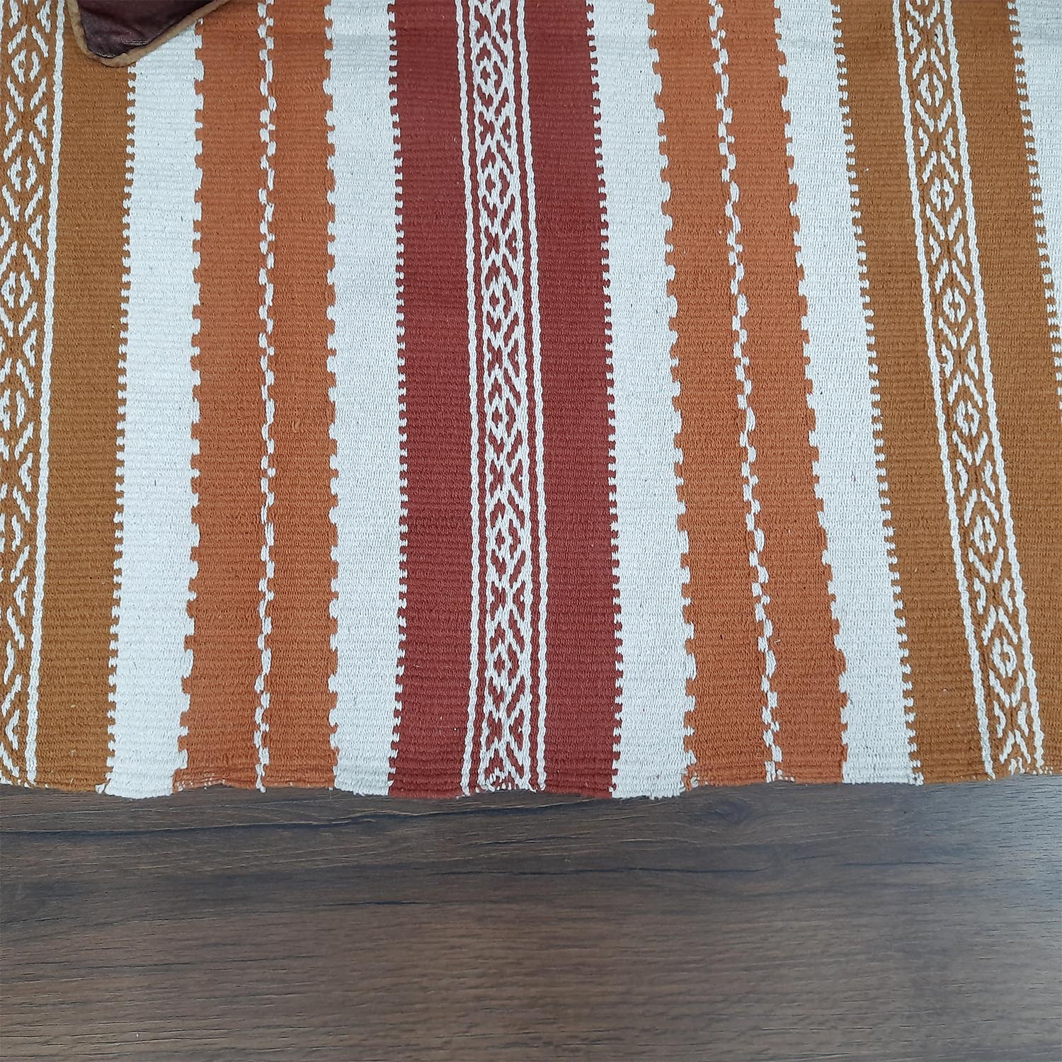 Avioni 100% Cotton Handloom Floor Rug / Durrie – Neohome Collection – Brown Tones and White-90cm x 150cm (~3 feet x 5 feet)