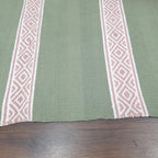 Avioni 100% Cotton Handloom Floor Rug / Durrie – Neohome Collection – Green and Pink