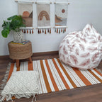 Avioni 100% Cotton Handloom Floor Rug / Durrie – Neohome Collection – Brown and White