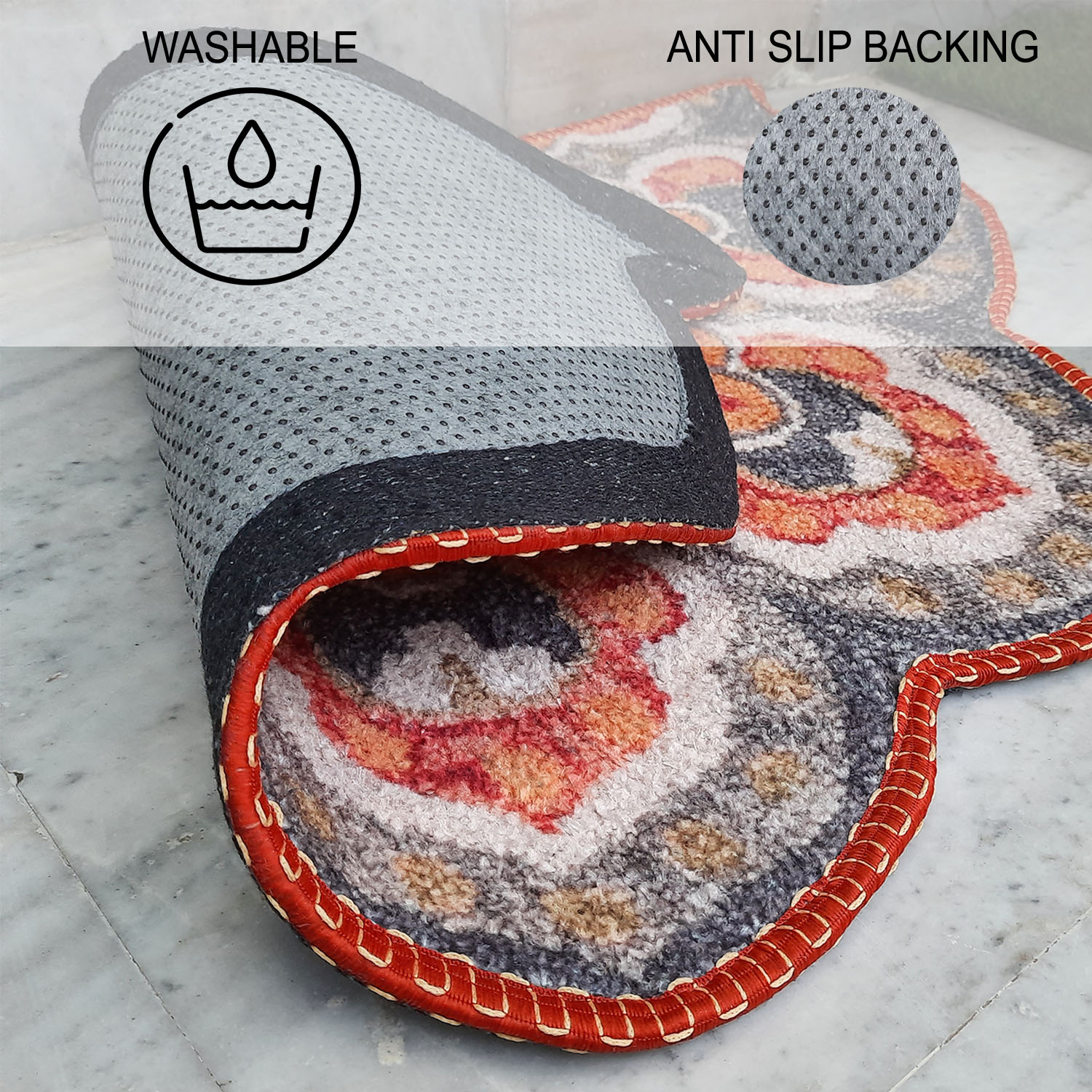 Avioni Home Floor Mats in Beautiful Rangoli Modern Petals Design | Anti Slip, Durable & Washable | Outdoor & Indoor