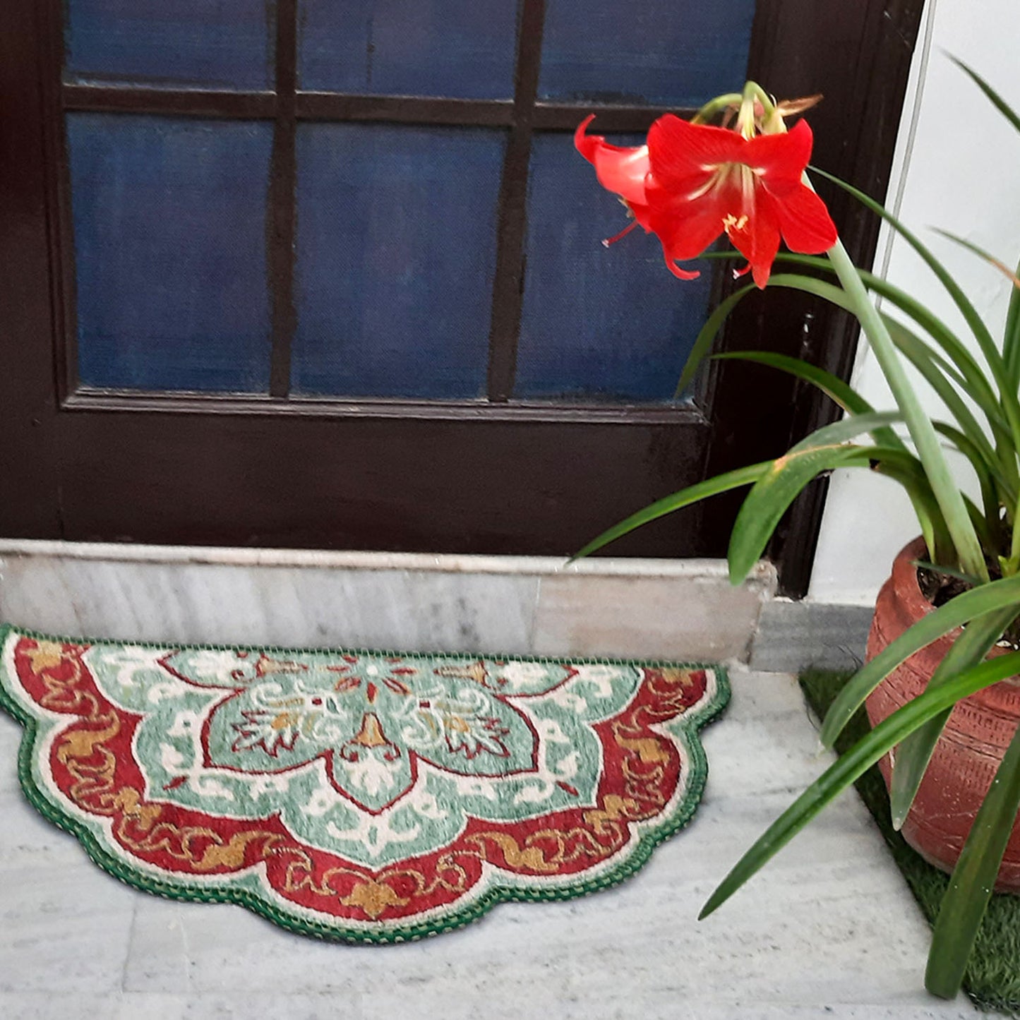 Avioni Home Floor Mats in Beautiful Rangoli Modern Petals Design | Anti Slip, Durable & Washable | Outdoor & Indoor