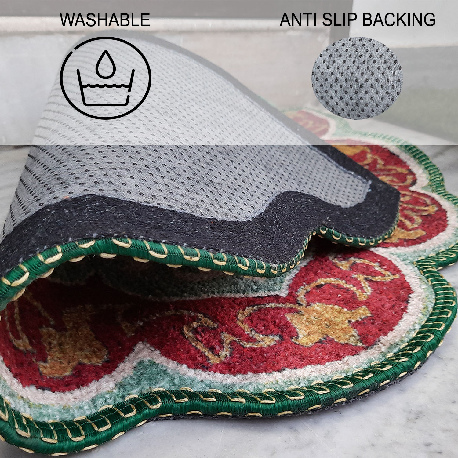 Avioni Home Floor Mats in Beautiful Rangoli Modern Petals Design | Anti Slip, Durable & Washable | Outdoor & Indoor