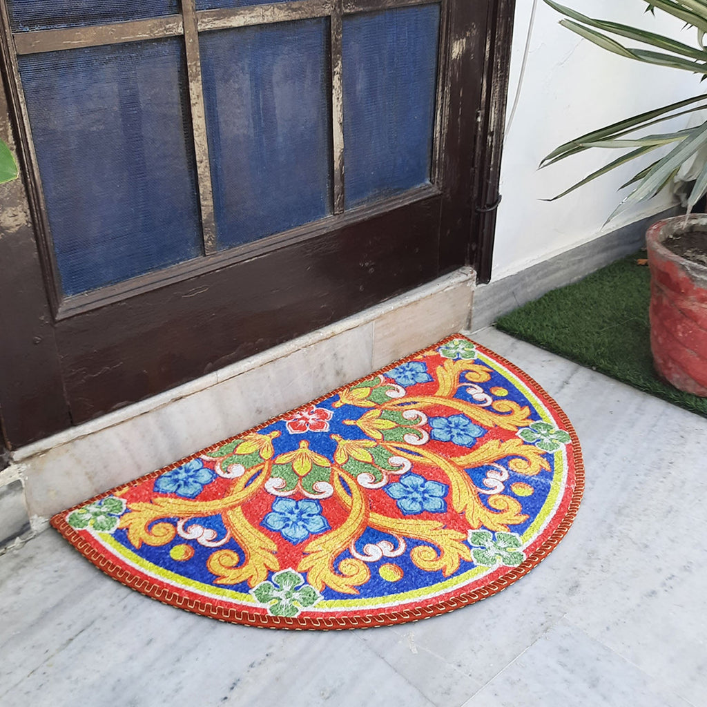 Avioni Home Floor Mats in Beautiful Traditional Rangoli Design | Anti Slip, Durable & Washable | Outdoor & Indoor