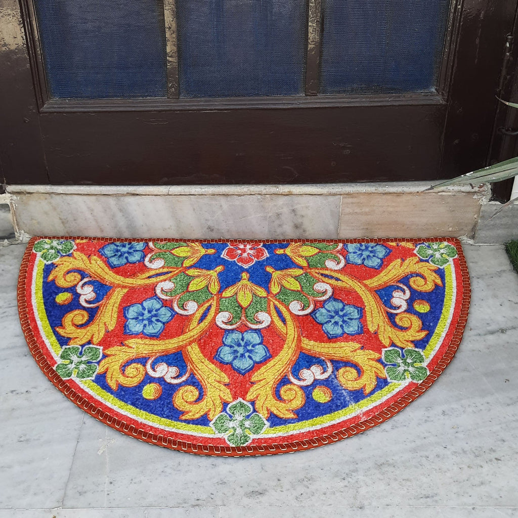 Avioni Home Floor Mats in Beautiful Traditional Rangoli Design | Anti Slip, Durable & Washable | Outdoor & Indoor