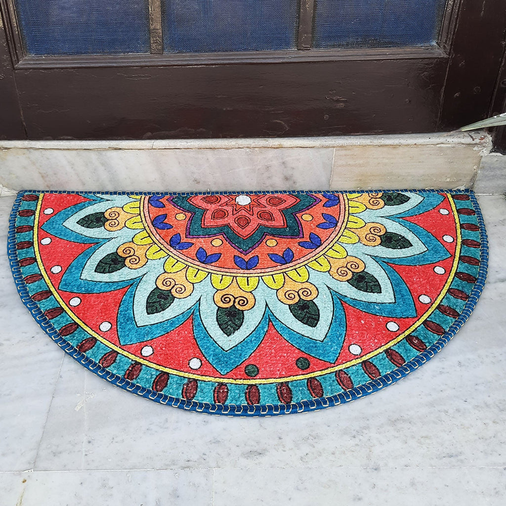 Avioni Home Floor Mats in Beautiful Rangoli Traditional Design | Anti Slip, Durable & Washable | Outdoor & Indoor