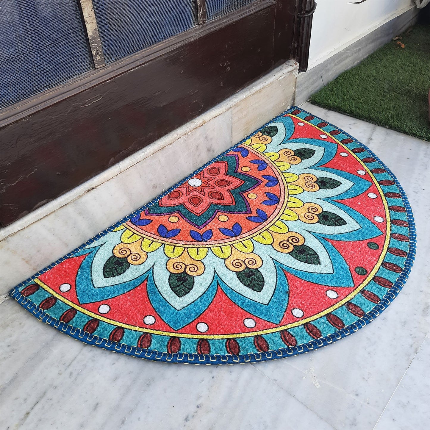Avioni Home Floor Mats in Beautiful Rangoli Traditional Design | Anti Slip, Durable & Washable | Outdoor & Indoor