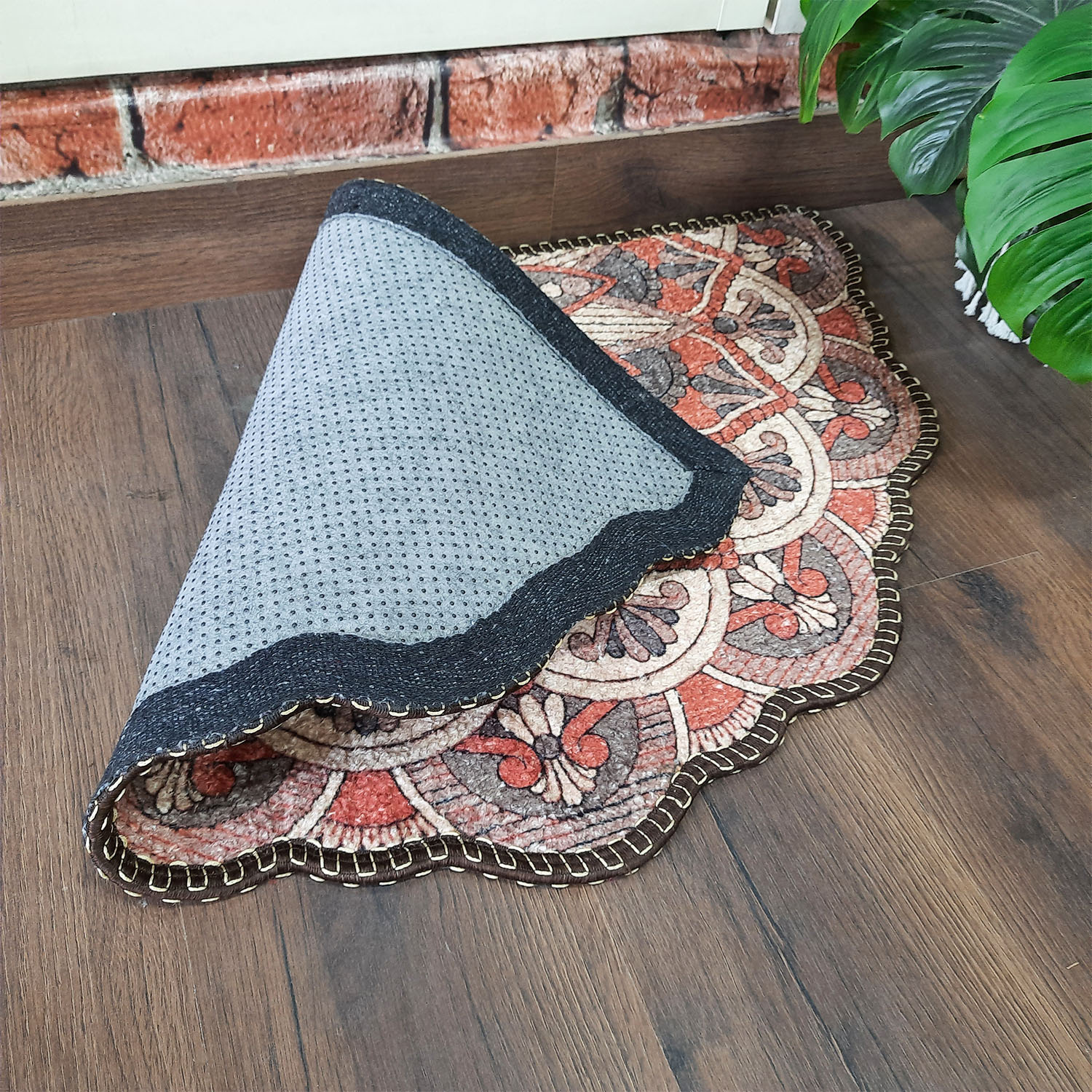 Avioni Home Floor Mats in Beautiful Rangoli Brown Design | Anti Slip, Durable & Washable | Outdoor & Indoor