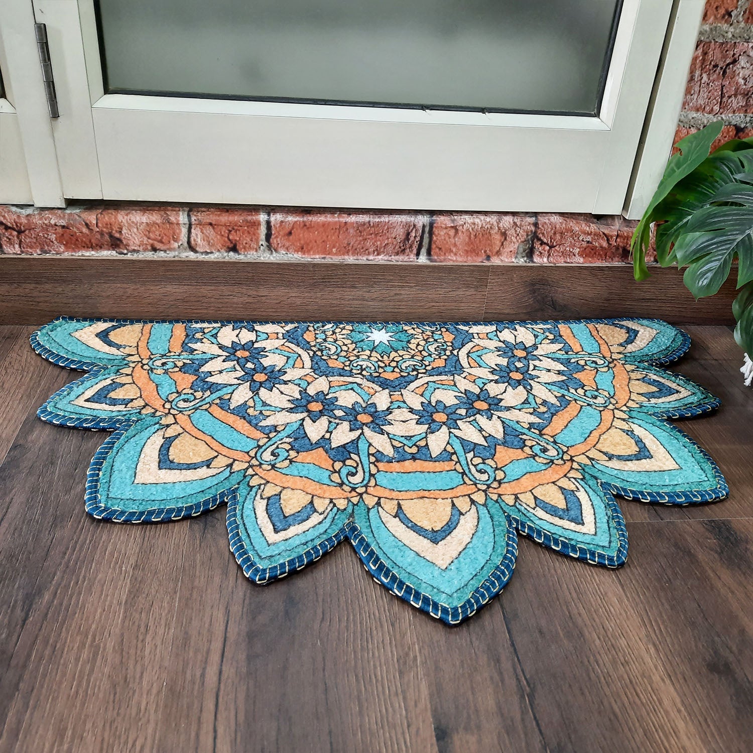 Avioni Home Floor Mats in Beautiful Traditional Rangoli Cutout Design | Anti Slip, Durable & Washable | Outdoor & Indoor