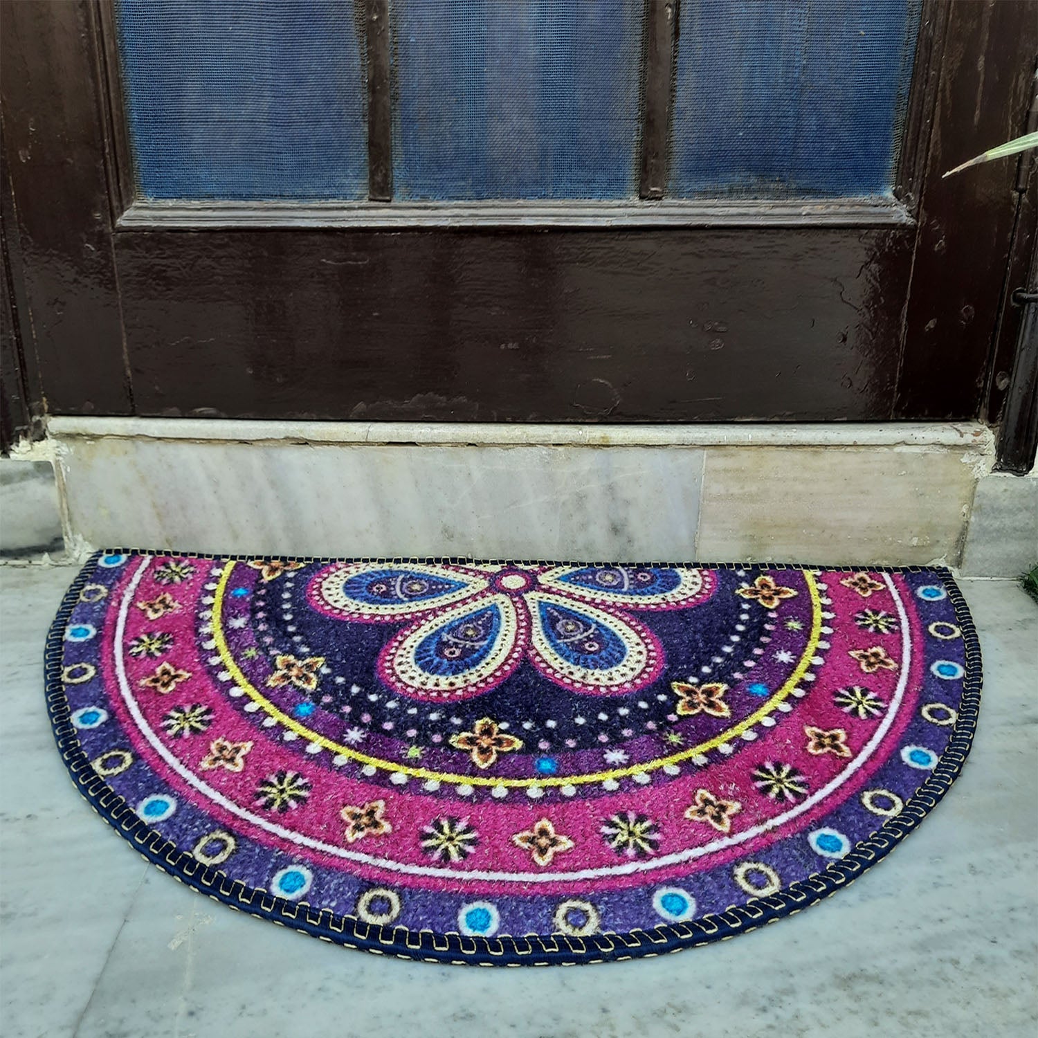 Avioni Home Floor Mats in Beautiful Traditional Rangoli Design | Anti Slip, Durable & Washable | Outdoor & Indoor