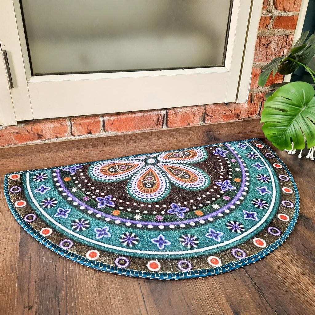Avioni Home Floor Mats in Beautiful Traditional Rangoli Design | Anti Slip, Durable & Washable | Outdoor & Indoor