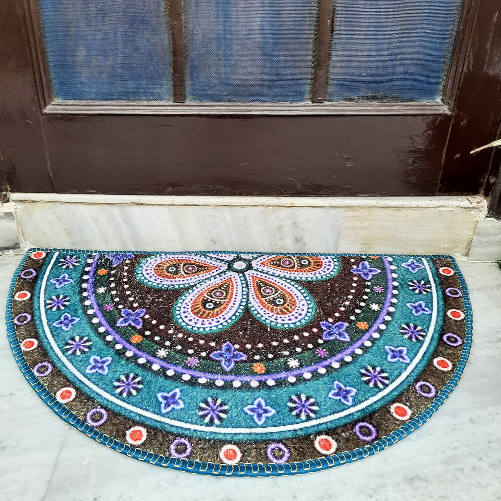 Avioni Home Floor Mats in Beautiful Traditional Rangoli Design | Anti Slip, Durable & Washable | Outdoor & Indoor