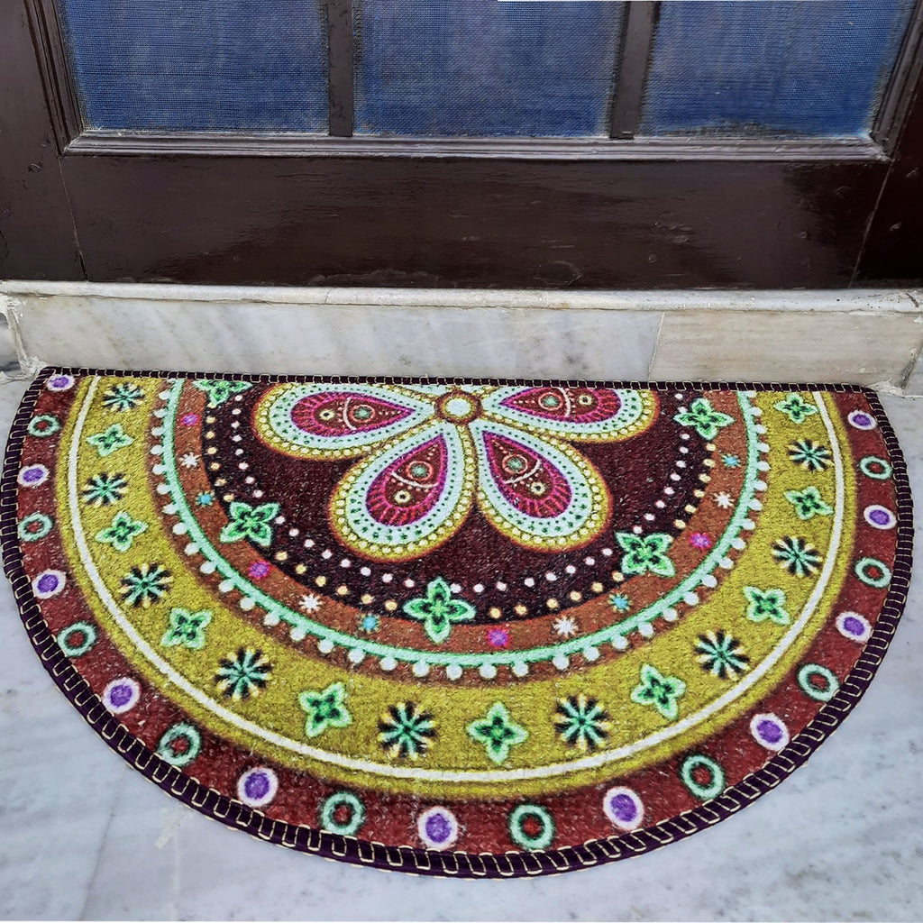 Avioni Home Floor Mats in Beautiful Traditional Rangoli Design | Anti Slip, Durable & Washable | Outdoor & Indoor