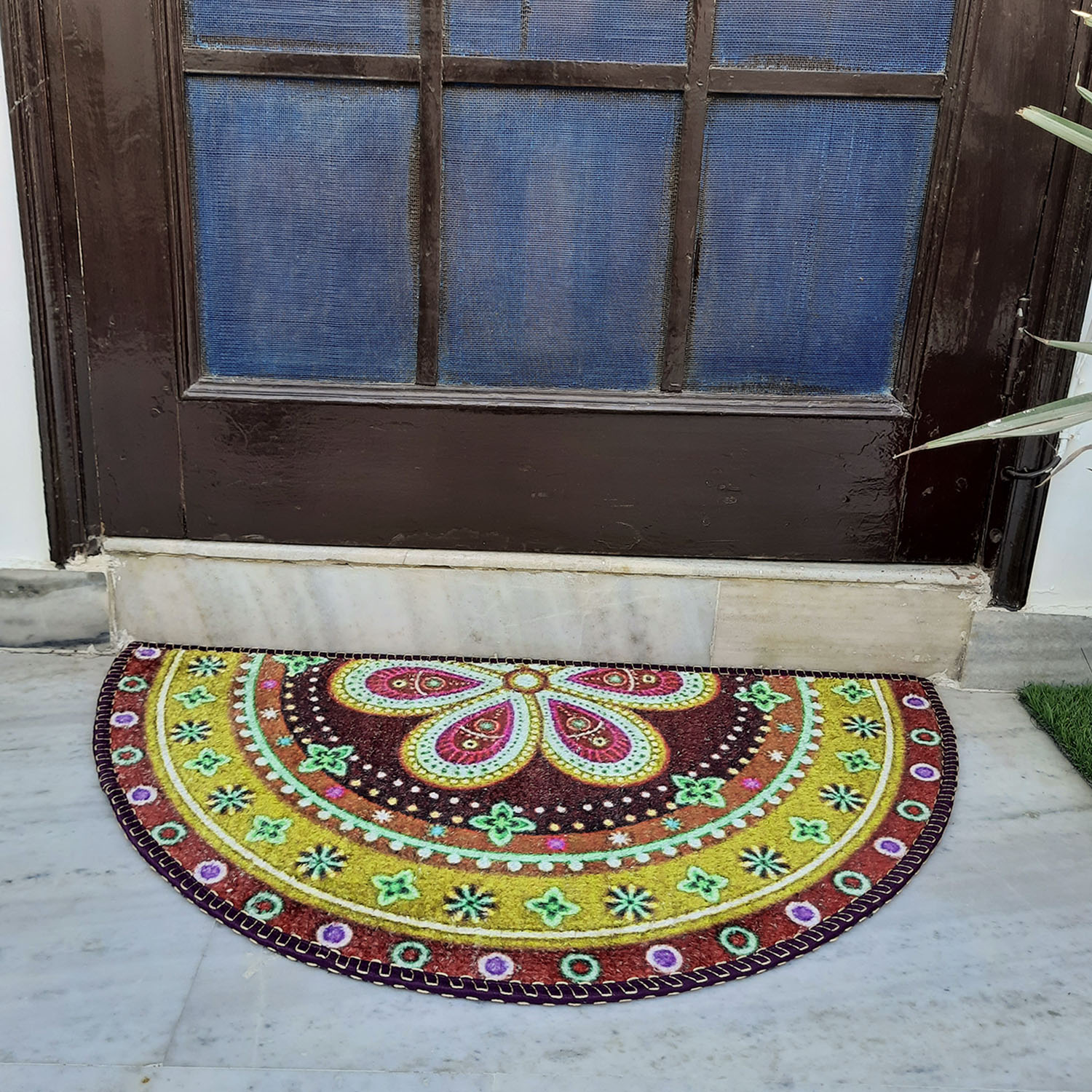 Avioni Home Floor Mats in Beautiful Traditional Rangoli Design | Anti Slip, Durable & Washable | Outdoor & Indoor