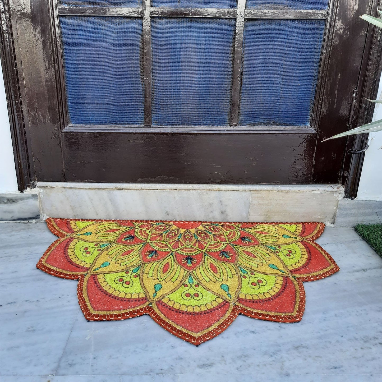 Avioni Home Floor Mats in Beautiful Traditional Rangoli Vibrant Design | | Anti Slip, Durable & Washable | Outdoor & Indoor