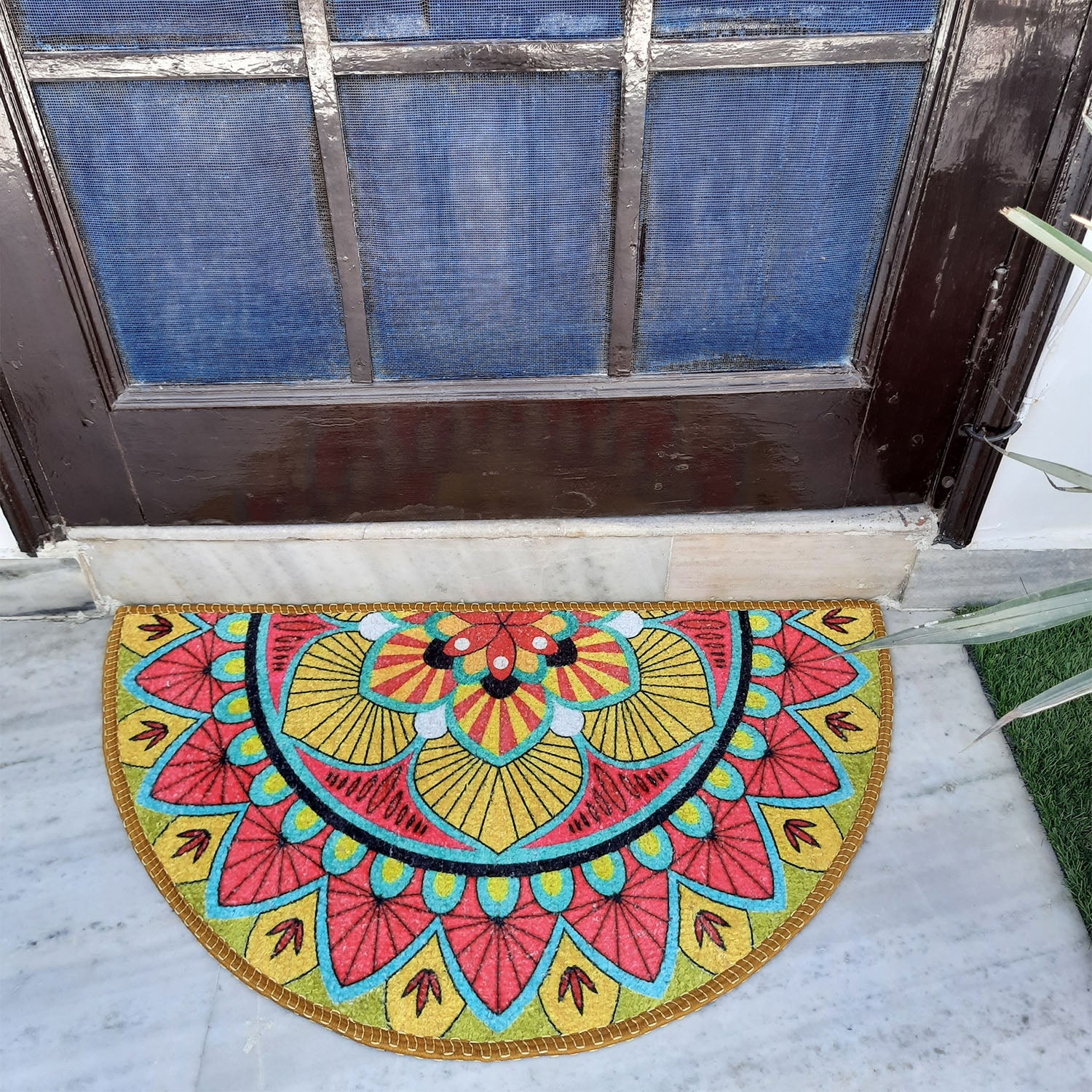 Avioni Home Floor Mats in Beautiful Traditional Rangoli Design | Anti Slip, Durable & Washable | Outdoor & Indoor