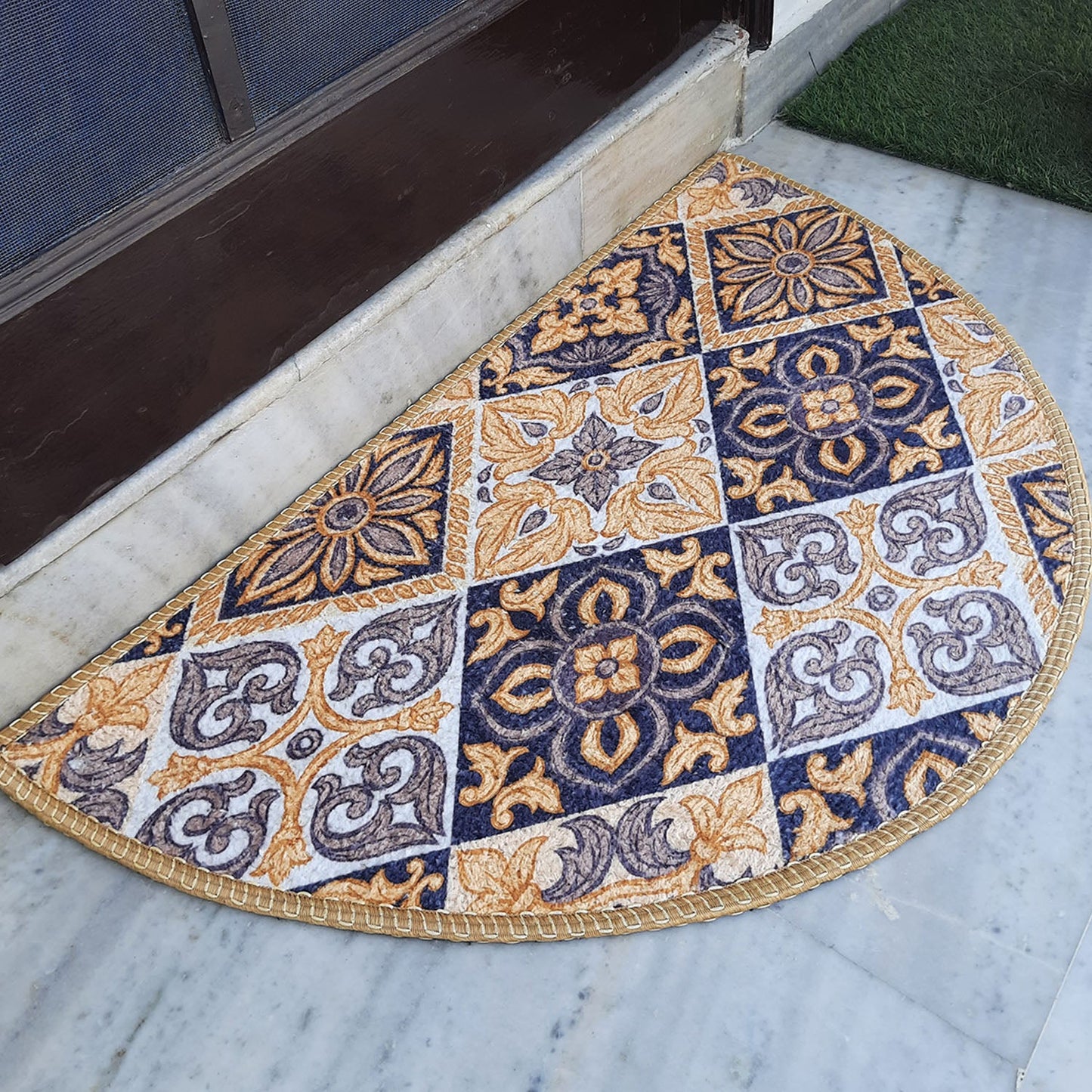 Avioni Home Floor Mats in Beautiful Moroccan Brown Design | Anti Slip, Durable & Washable | Outdoor & Indoor