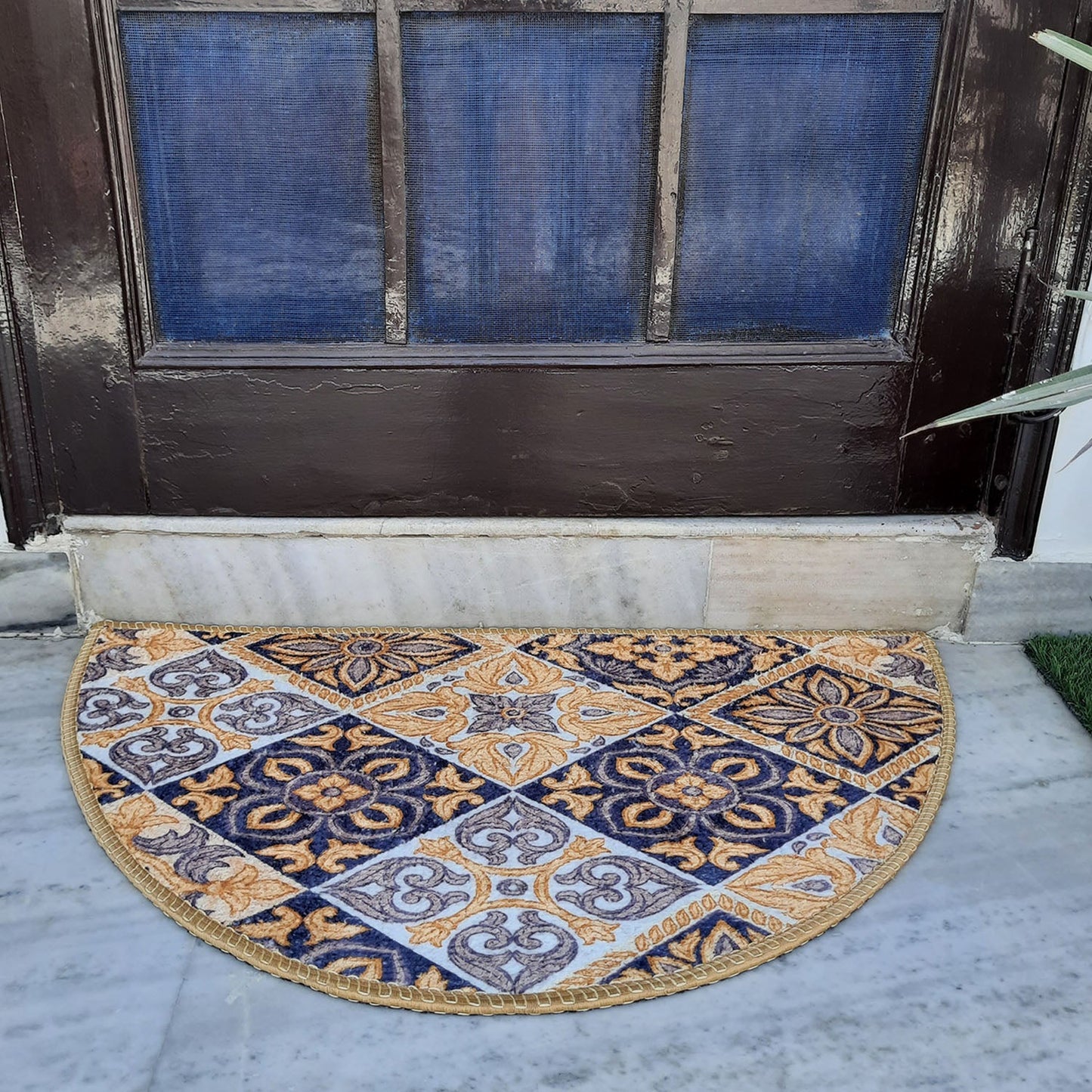 Avioni Home Floor Mats in Beautiful Moroccan Brown Design | Anti Slip, Durable & Washable | Outdoor & Indoor