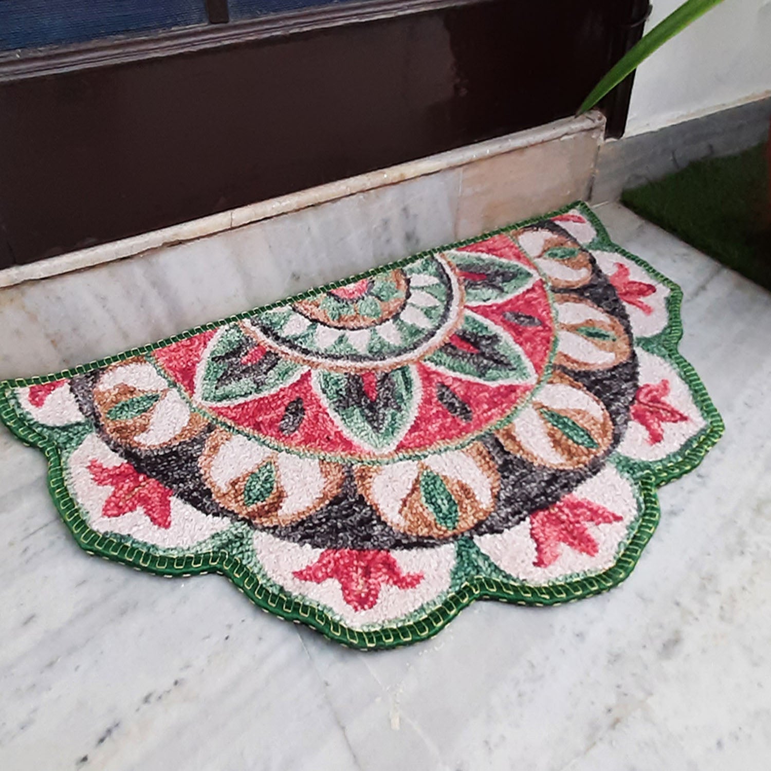 Avioni Home Floor Mats in Beautiful Rangoli Design | Petals Design | Anti Slip, Durable & Washable | Outdoor & Indoor