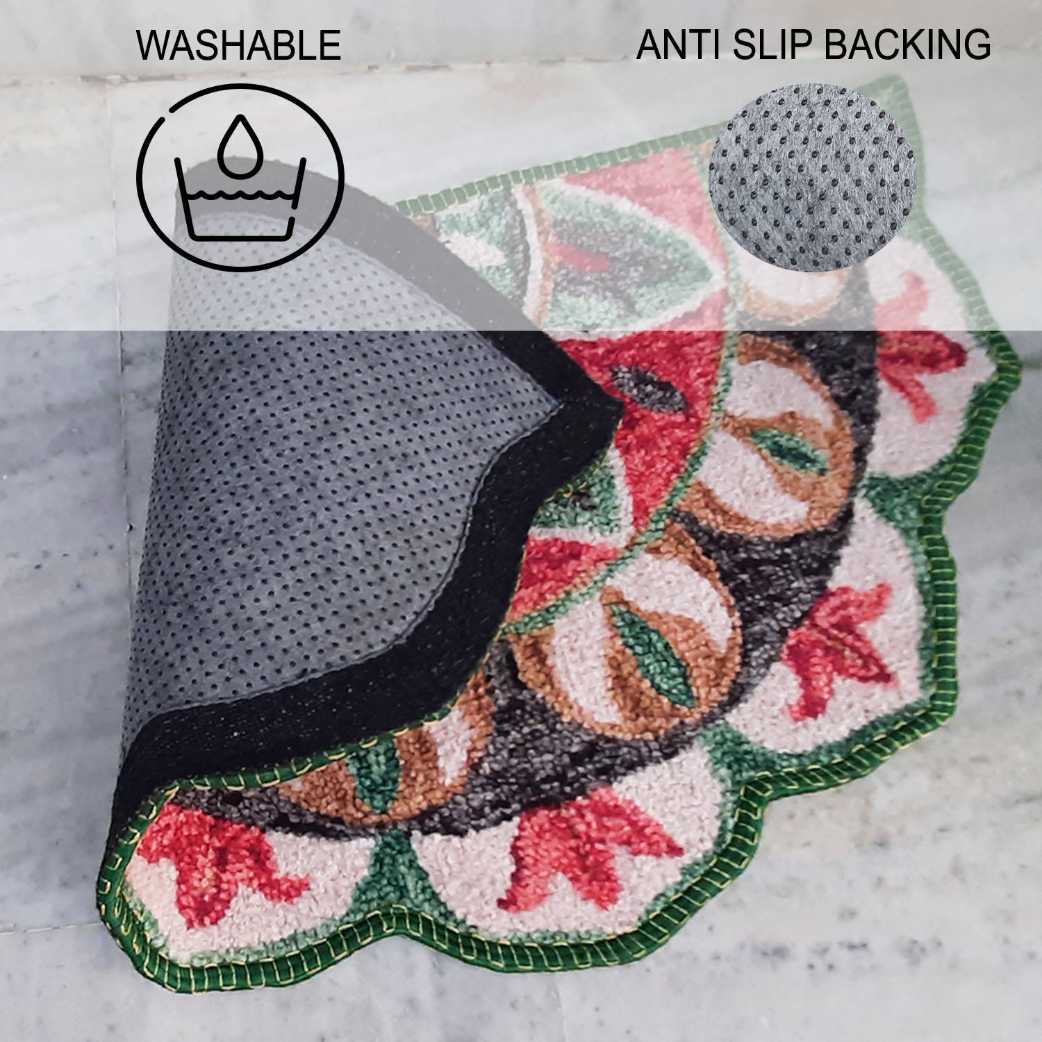 Avioni Home Floor Mats in Beautiful Rangoli Design | Petals Design | Anti Slip, Durable & Washable | Outdoor & Indoor