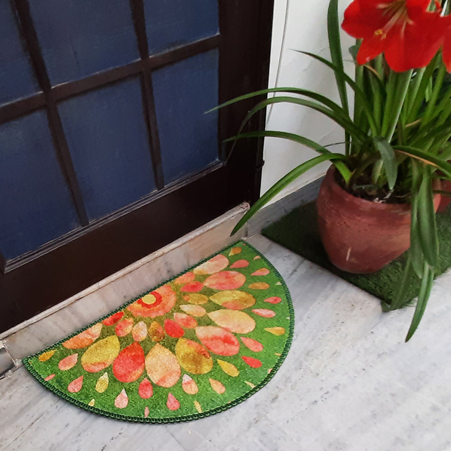 Avioni Home Floor Mats in Beautiful Rangoli Design | Anti Slip, Durable & Washable | Outdoor & Indoor