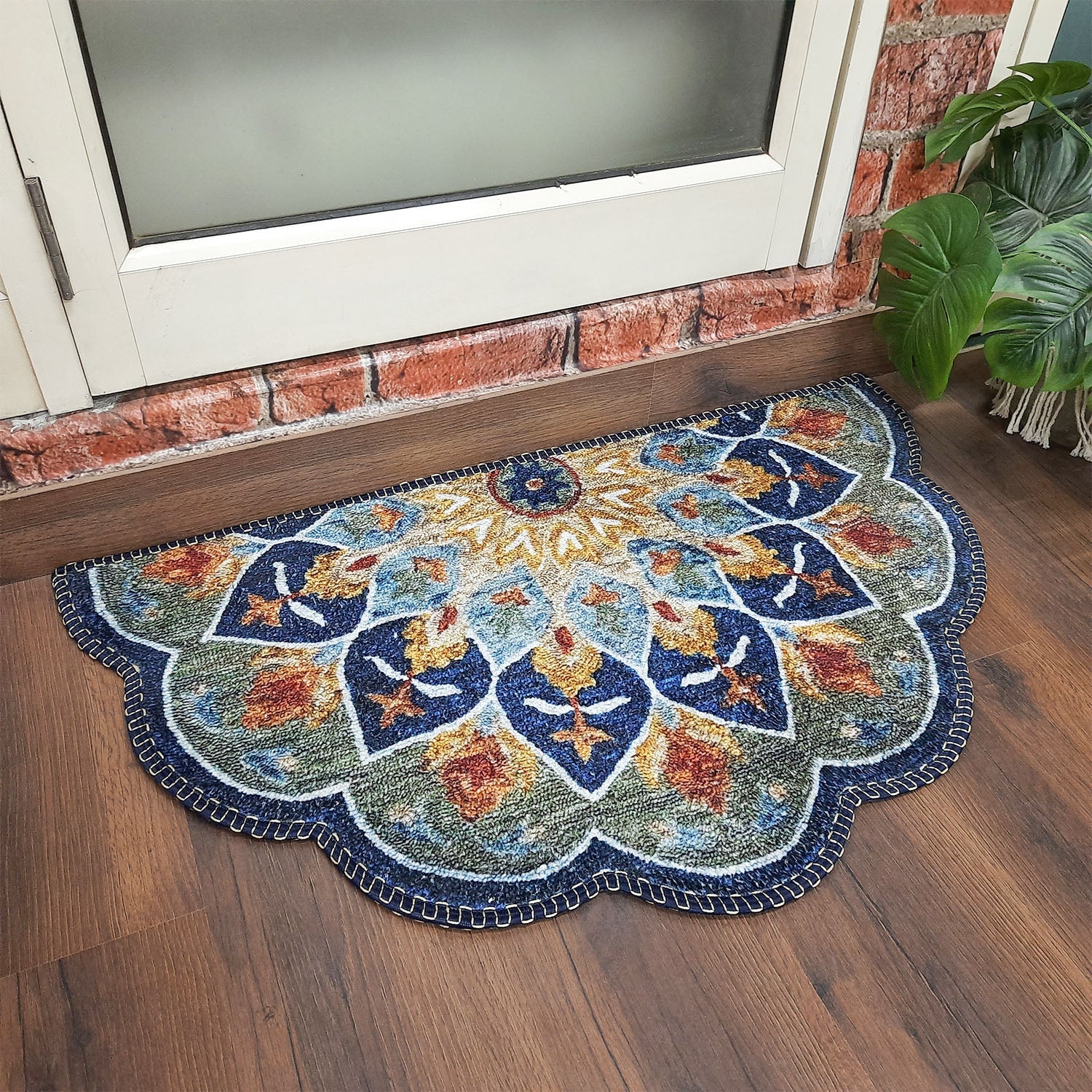 Avioni Home Floor Mats in Beautiful Traditional Rangoli Colors | Anti Slip, Durable & Washable | Outdoor & Indoor