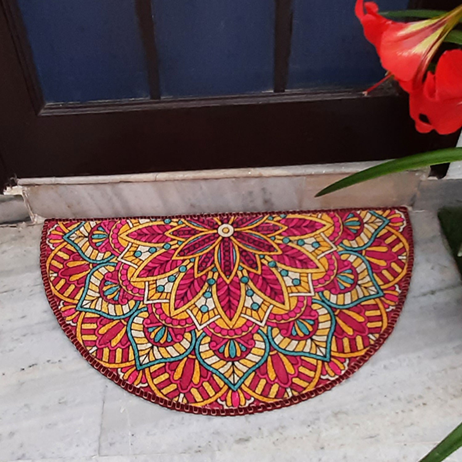 Avioni Home Floor Mats in Beautiful Rangoli Design | Anti Slip, Durable & Washable | Outdoor & Indoor
