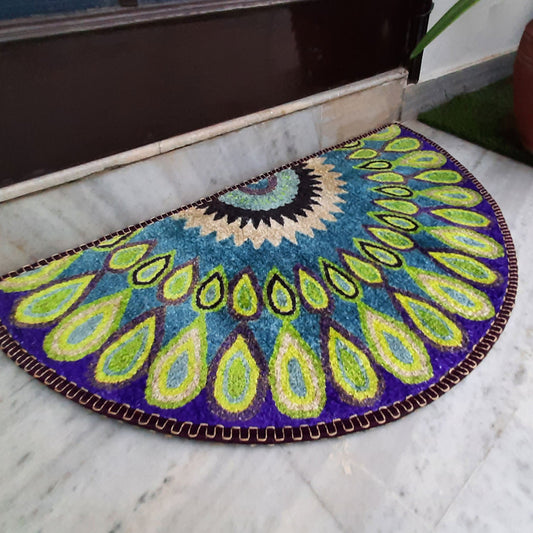 Avioni Home Floor Mats in Beautiful Peacock Rangoli Design | Anti Slip, Durable & Washable | Outdoor & Indoor