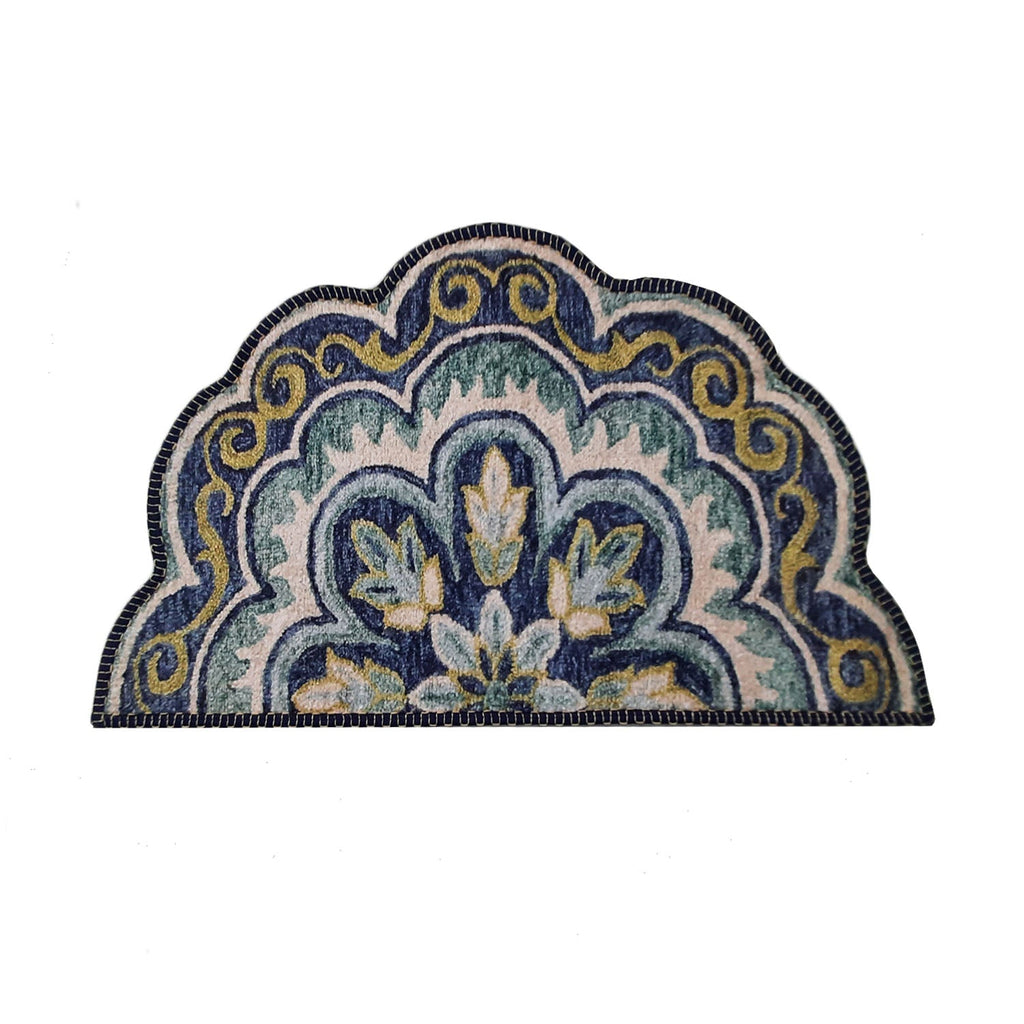 Avioni Home Floor Mats in Beautiful Rangoli Design | Semi Round Petals | Anti Slip, Durable & Washable | Outdoor & Indoor