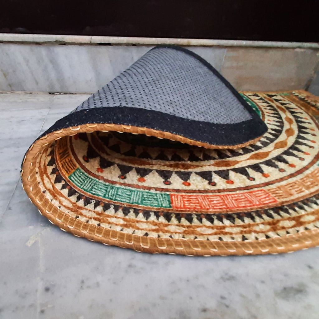 Avioni Home Floor Mats in Beautiful Boho Design | Semi Round | Anti Slip, Durable & Washable | Outdoor & Indoor