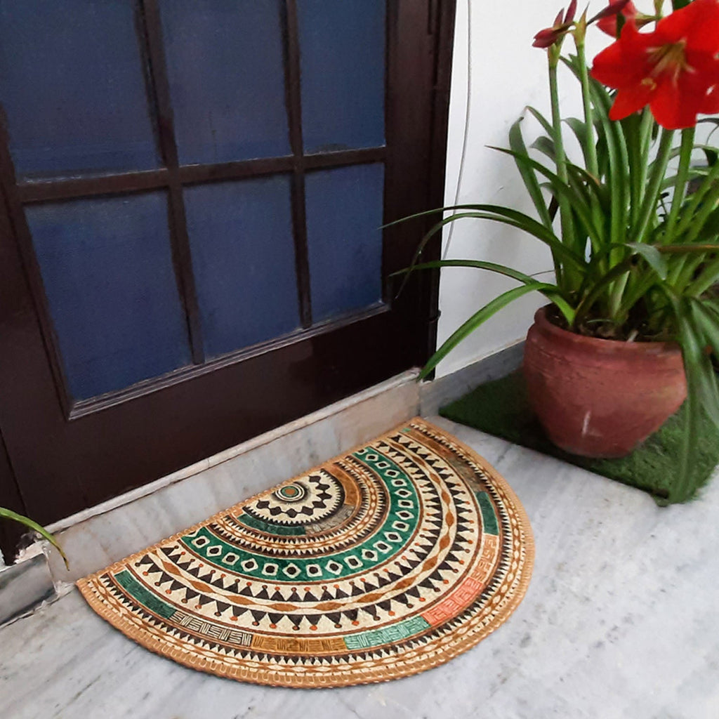 Avioni Home Floor Mats in Beautiful Boho Design | Semi Round | Anti Slip, Durable & Washable | Outdoor & Indoor