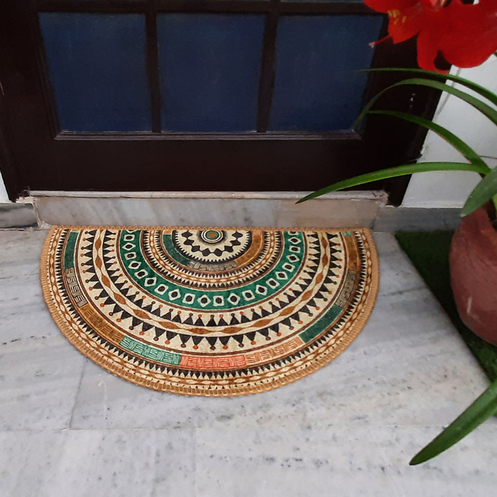 Avioni Home Floor Mats in Beautiful Boho Design | Semi Round | Anti Slip, Durable & Washable | Outdoor & Indoor