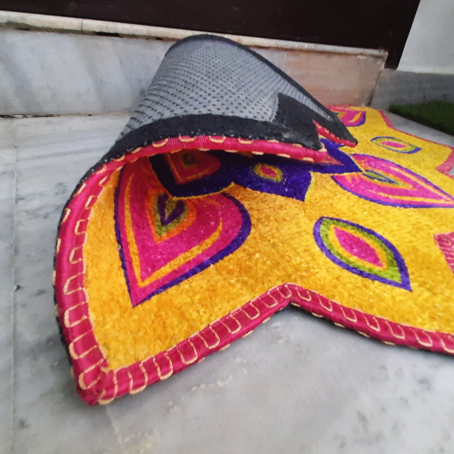 Avioni Home Floor Mats in Beautiful Rangoli Petals Design | Anti Slip, Durable & Washable | Outdoor & Indoor