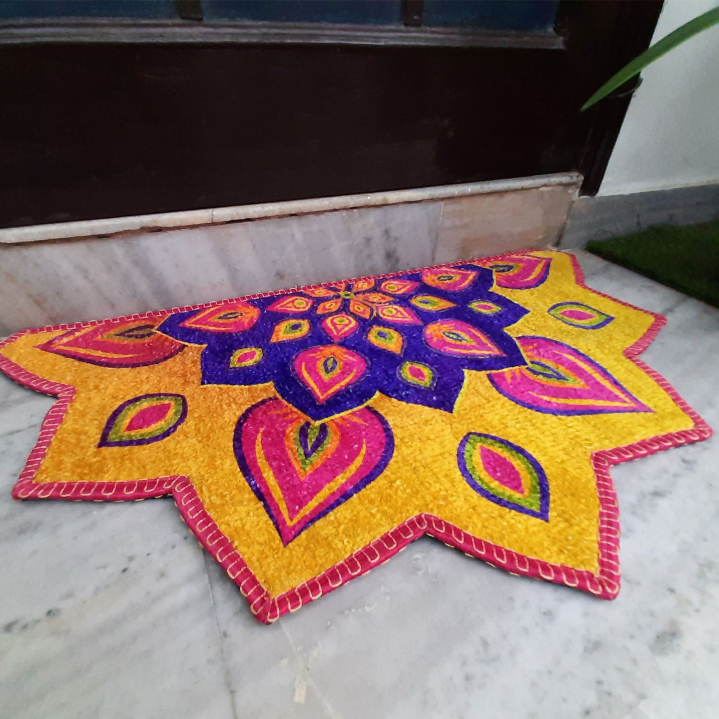 Avioni Home Floor Mats in Beautiful Rangoli Petals Design | Anti Slip, Durable & Washable | Outdoor & Indoor