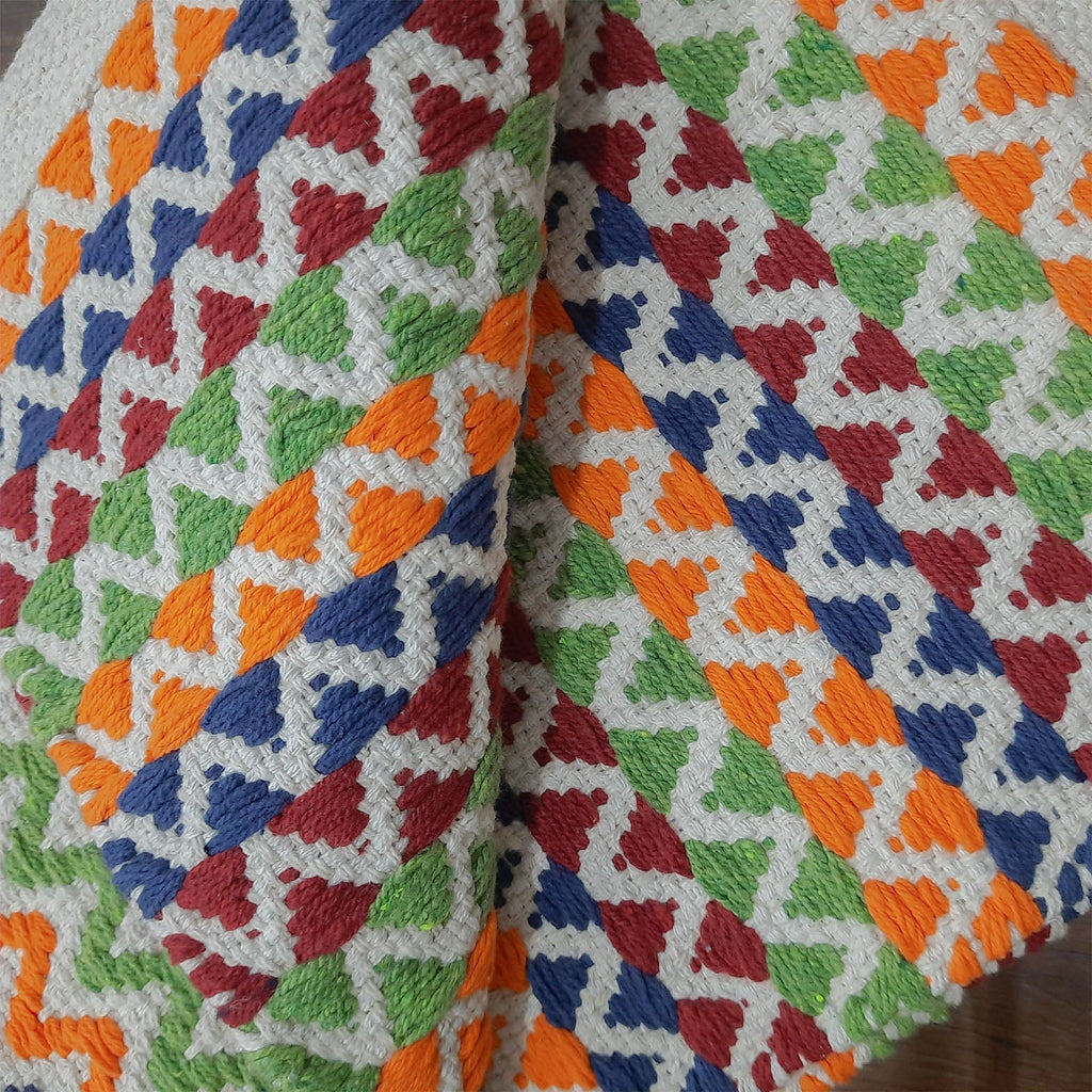 Avioni Lux Handloom Cotton Designer Multicolor Durries- 90cm x 150cm (~3×5 Feet)