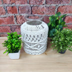 Avioni Home Hand Moulded Glass Jars With Beautifully Crafted Macrame Cover Candle Lantern-8.5 X 12 Inches (22*32 cms)- X Large Size (Copy)
