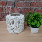 Avioni Home Hand Moulded Glass Jars With Beautifully Crafted Macrame Cover Candle Lantern-7.5 X4.5 Inches (19*11.5 cms)