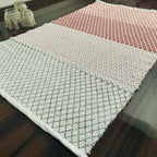 Avioni Contemporary Look Cotton Handloom weaved Floor Rug / Durrie – 90cm x 150cm (~3×5 Feet) – Red-Pink