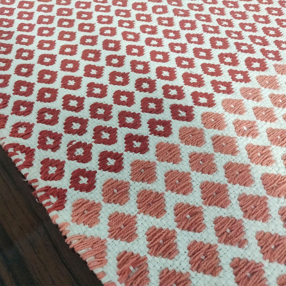 Avioni Contemporary Look Cotton Handloom weaved Floor Rug / Durrie – 90cm x 150cm (~3×5 Feet) – Red-Pink
