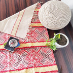 Avioni Boho Look Cotton Printed & Part Tufted Floor Rug / Durrie – Red Cross