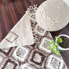 Avioni Boho Look Cotton Printed & Part Tufted Floor Rug / Durrie – Brown Diamonds-90cm x 150cm (~3Feet x 5Feet)