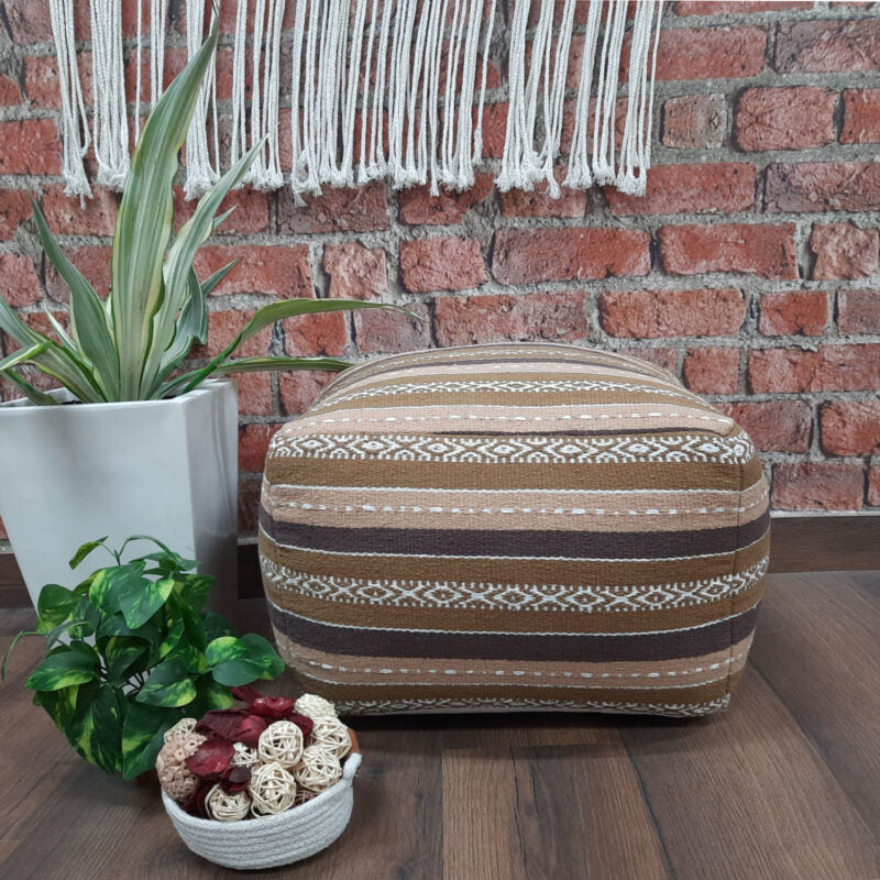 Avioni Home BigMo Collection -Cube Boho Brown Pouf -40cm x 55cm x 55 cm