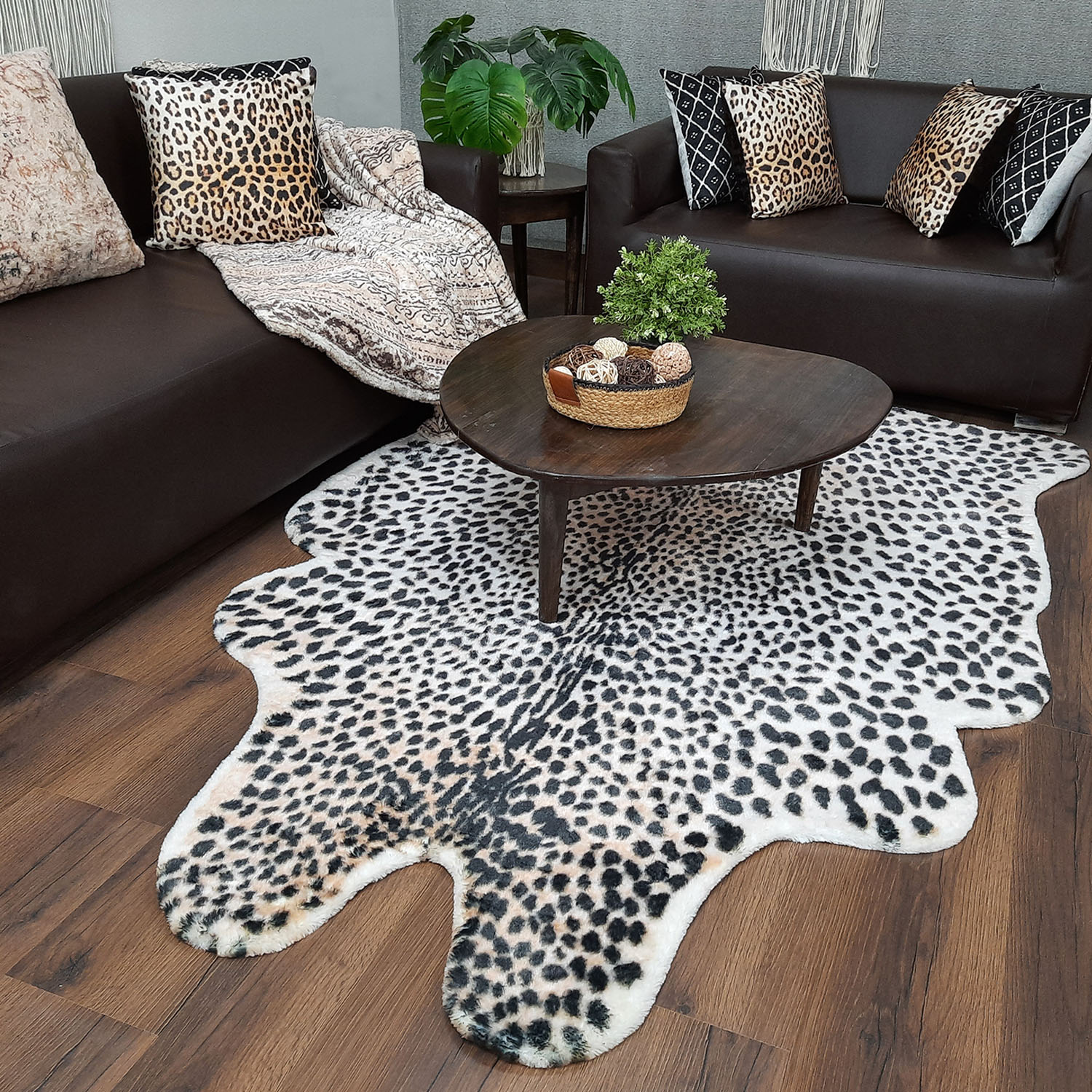 Avioni Home Faux Fur Exotic Animal Area Rug | Snow Leopard Print-150cm ...