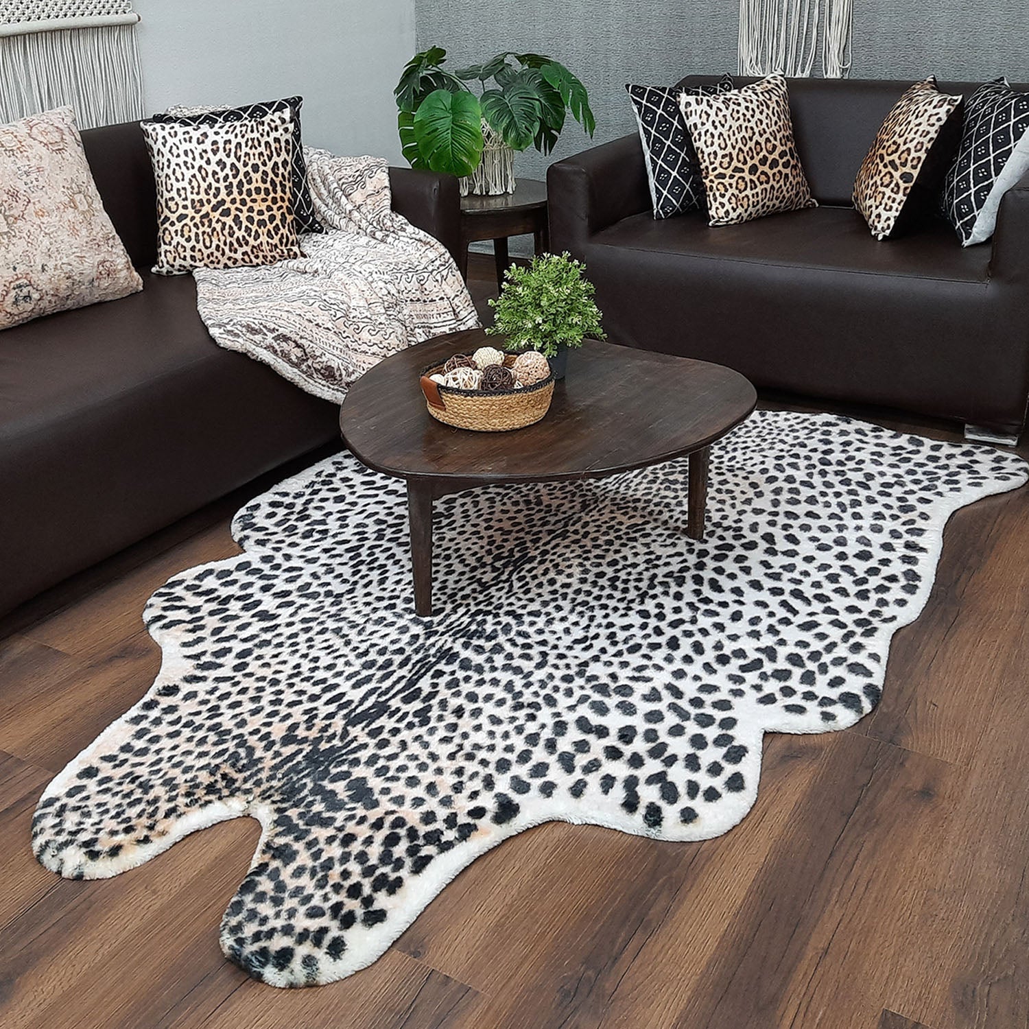 Avioni Home Faux Fur Exotic Animal Area Rug | Snow Leopard Print-150cm x 200cm