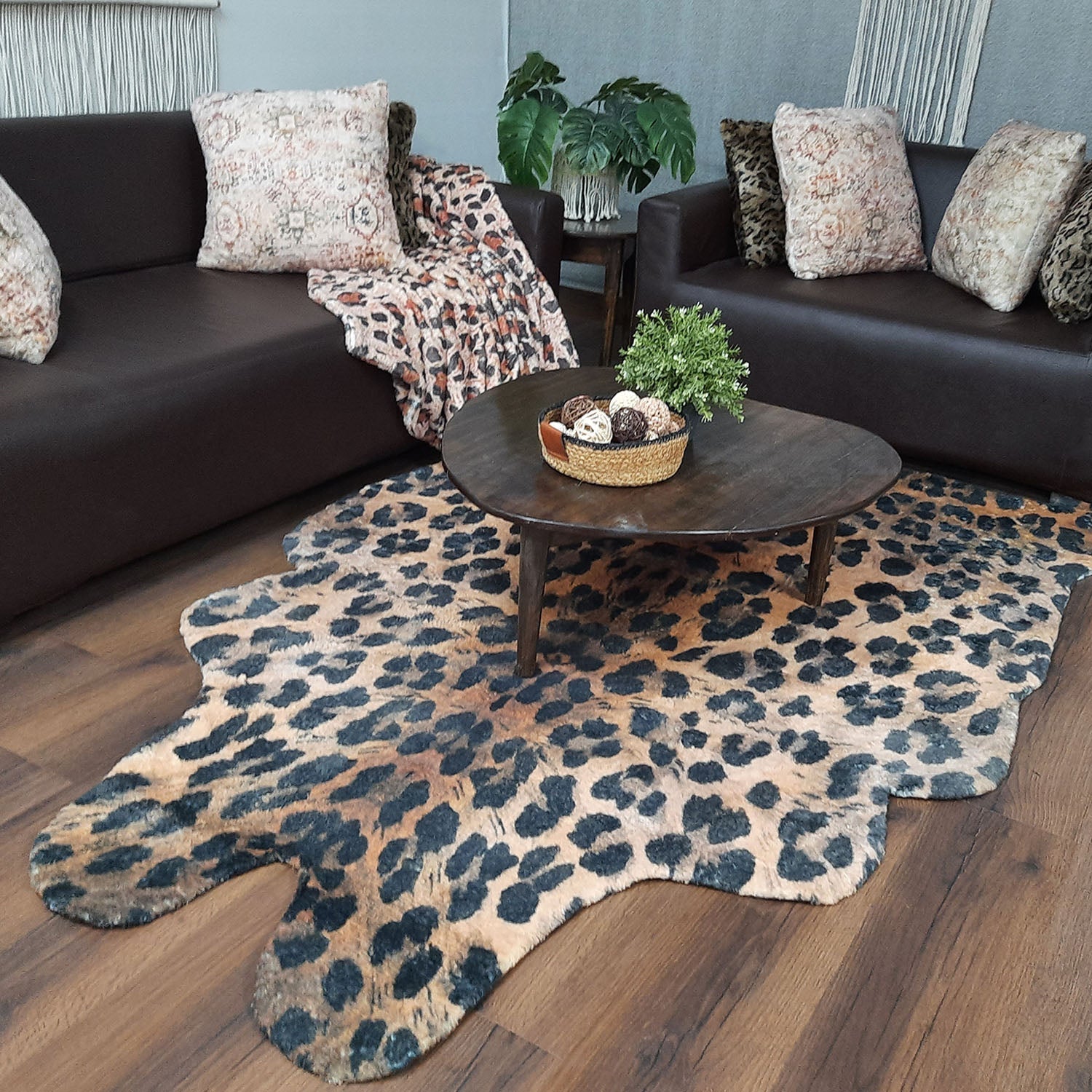 Avioni Home Faux Fur Exotic Animal Area Rug | Leopard Print-150cm x 21 ...