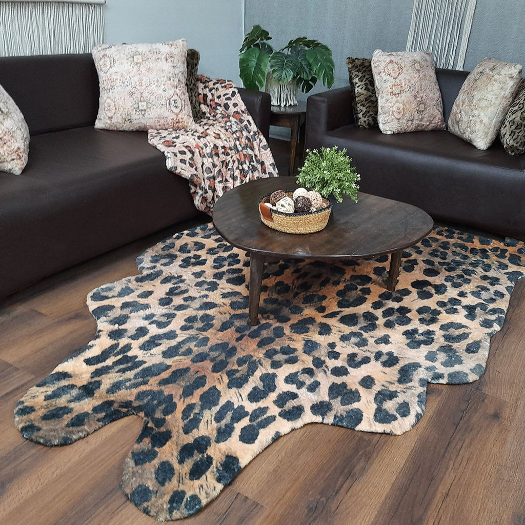 Avioni Home Faux Fur Exotic Animal Area Rug | Leopard Print-150cm x 210cm (~5Feet x 7Feet)