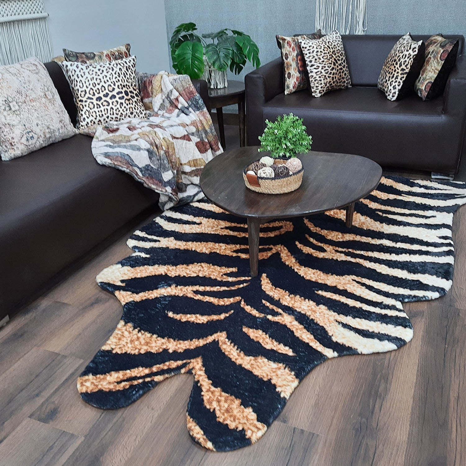 Avioni Home Faux Fur Exotic Animal Area Rug | Tiger Print-150cm x 210cm (~5Feet x 7Feet)